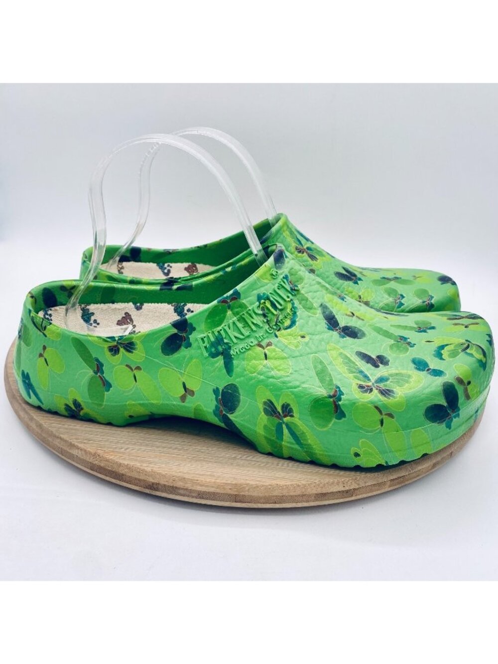 Birkenstock Birki Clogs Womens 10 Green Rubber Cottagecore Flats Butterfly